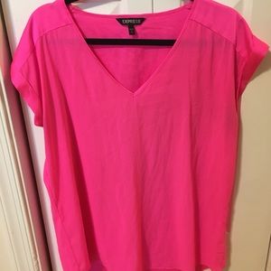 Express pink satin v neck